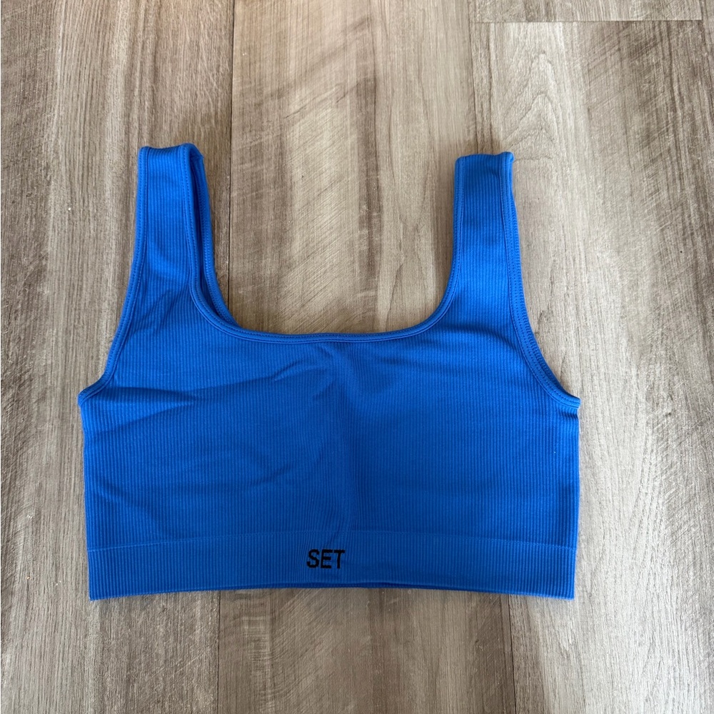 SET Active Blue Ribbed Sports Bra